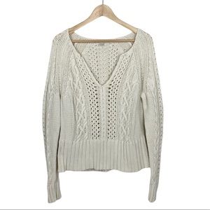 Tommy Hilfiger | Cable Knit Cream V Neck Sweater